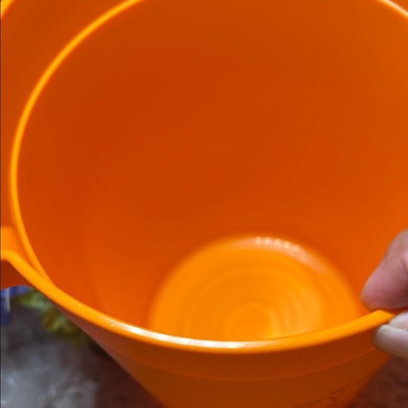 Tupperware Orange Pitcher with Multicolor Tumblers and Plates - Picture 2 of 4